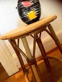 Tabouret bambou, dimensions : hauteur 47cm, Ø 33cm.